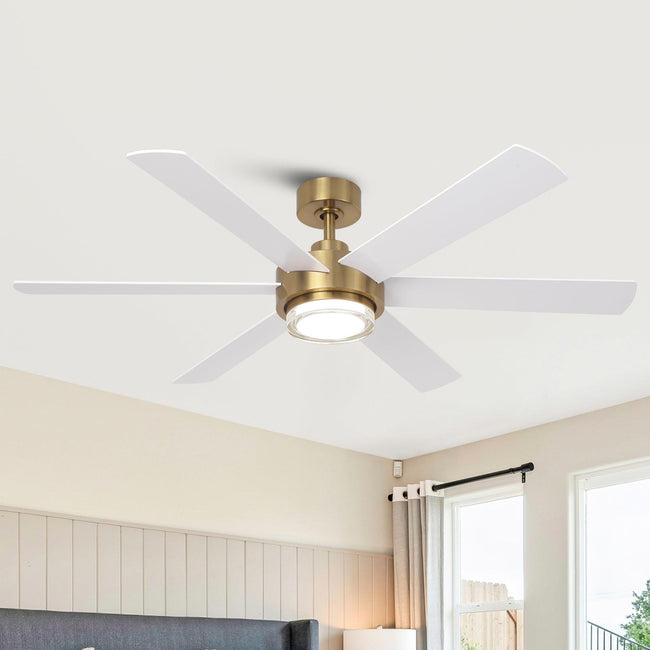 Ventilador de techo moderno Kama de 54 pulgadas con montaje en varilla, control remoto y luz LED