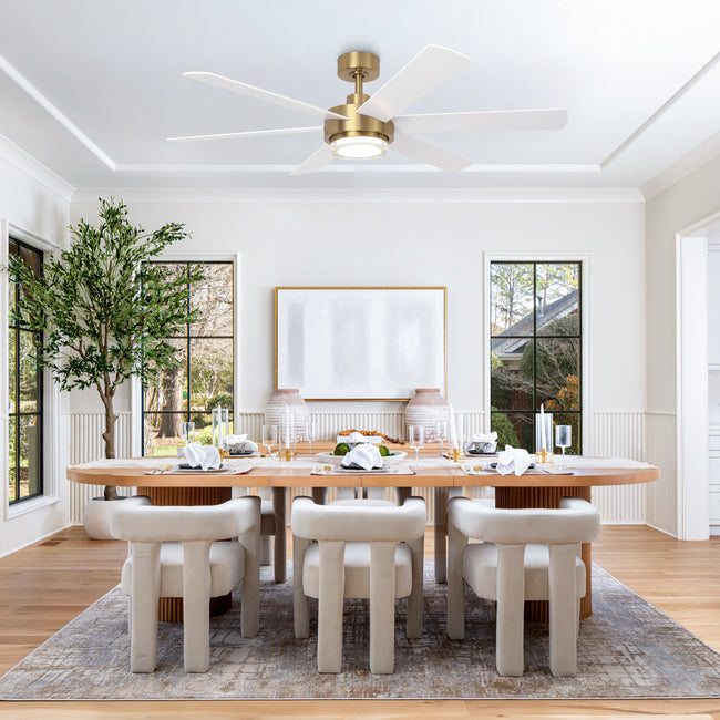 54 Inch Kama Modern Downrod Mount Ceiling Fan with Remote Control and LED Light