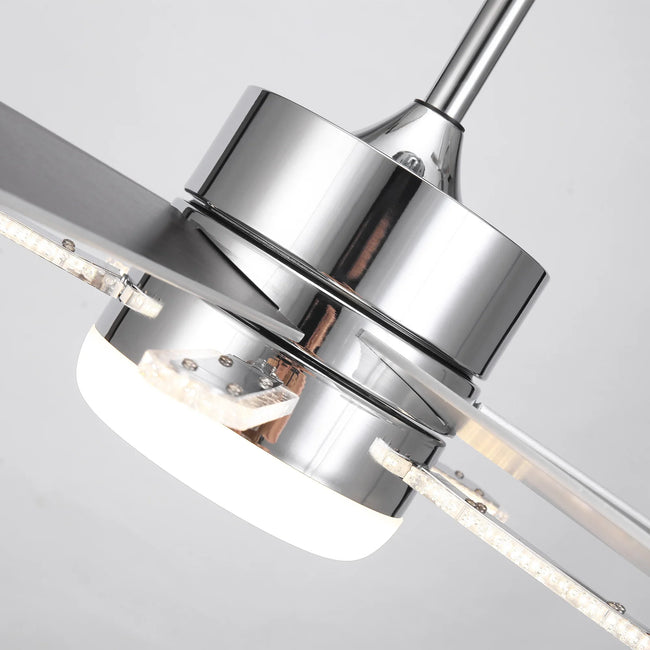 Ventilador de techo moderno de 52 pulgadas con aspas de doble cara y montaje en barra con luz LED principal y lateral