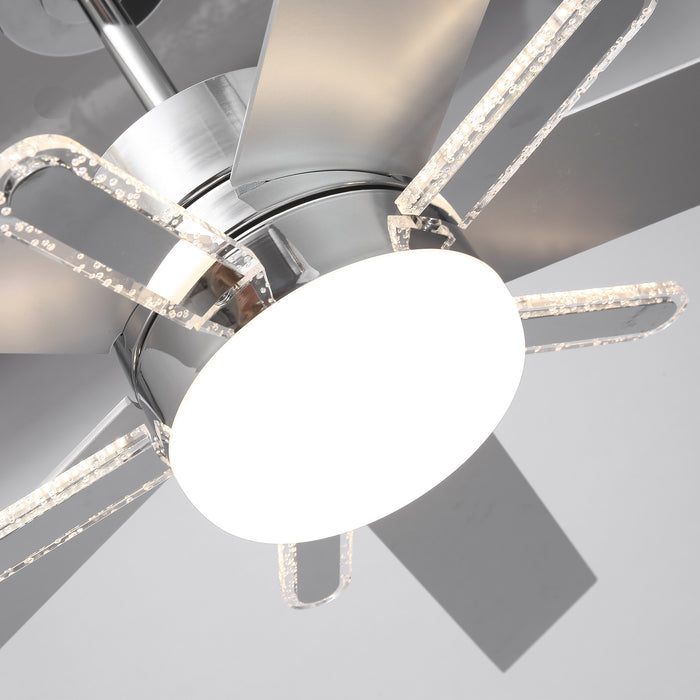 52 Inch Double-sided Blades Modern Downrod Mount Ceiling Fan with Main/Side LED Light