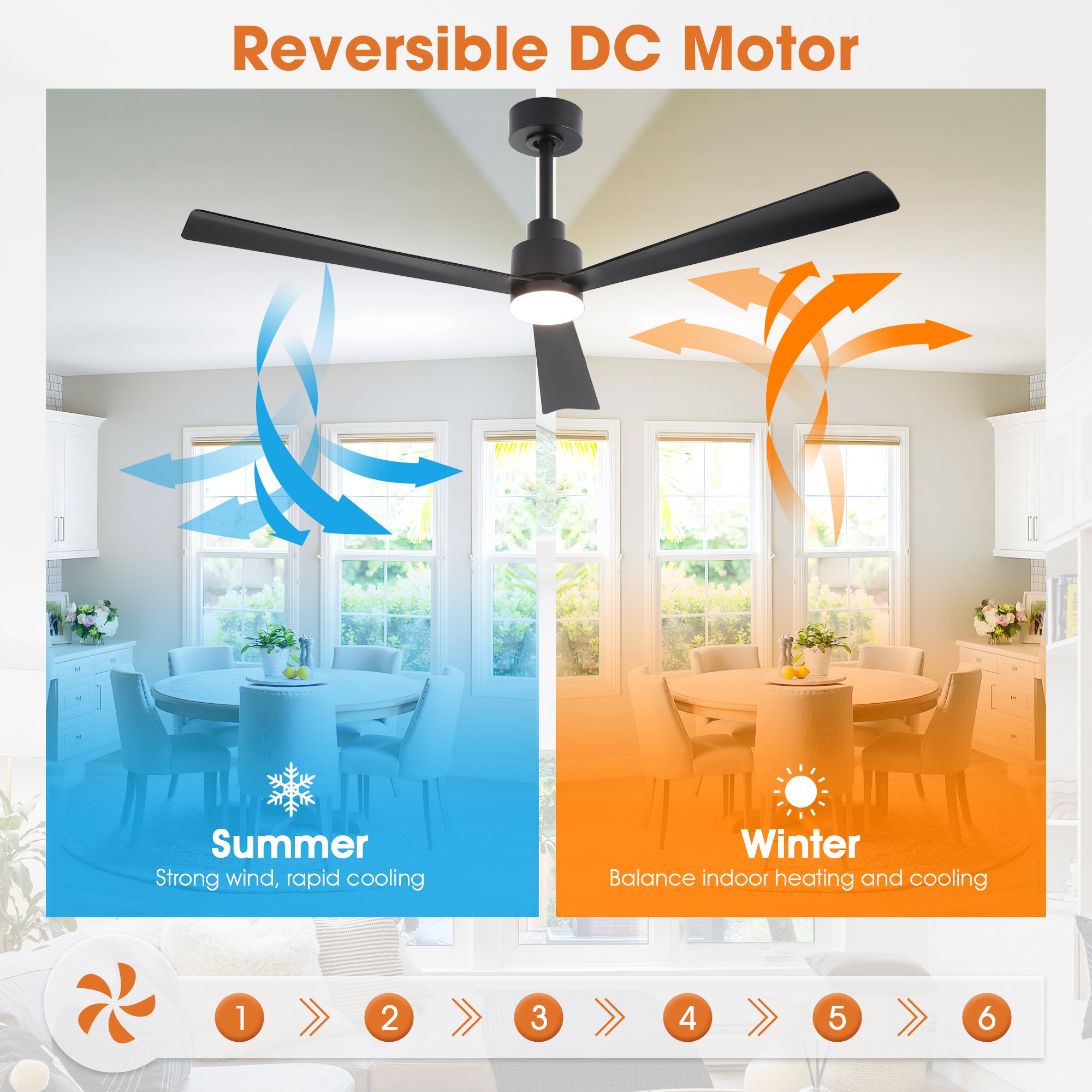52 Inch Dinah Modern Downrod Mount Ceiling Fan with Remote Control and LED Light