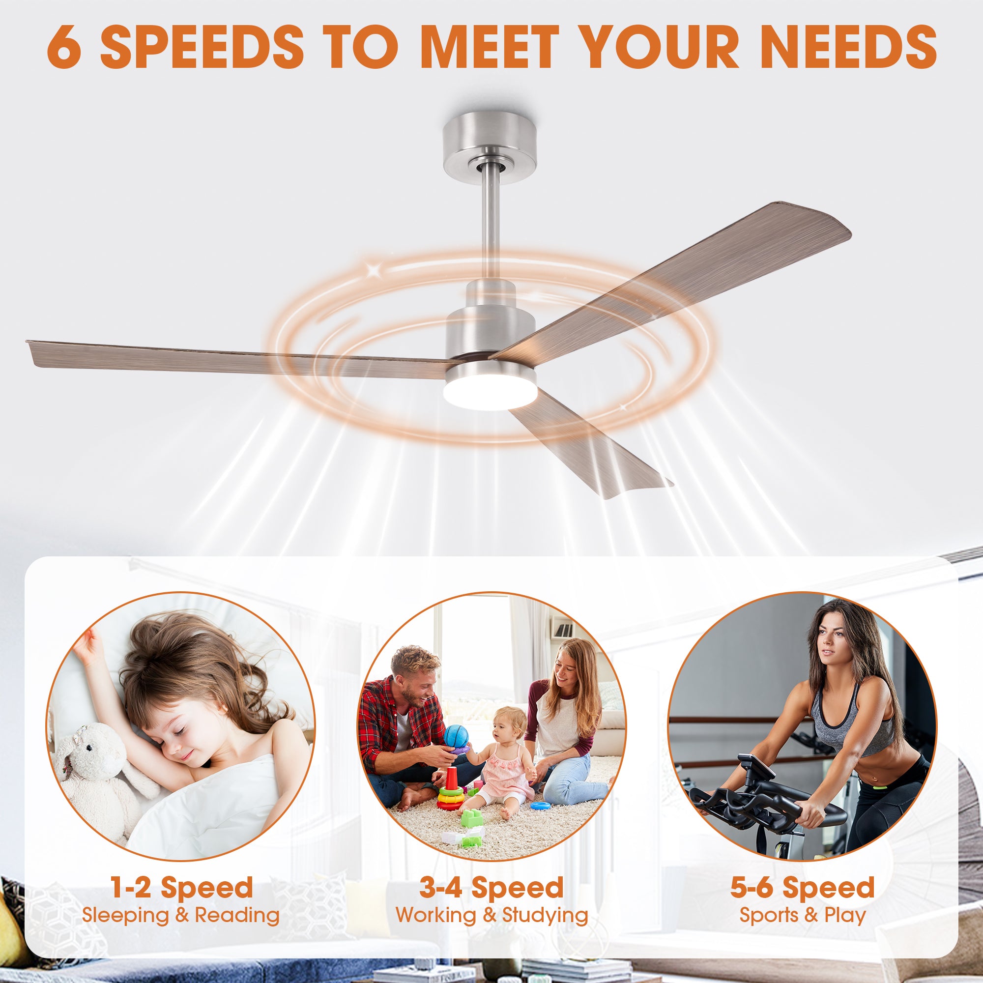 52 Inch Dinah Modern Downrod Mount Ceiling Fan with Remote Control and LED Light