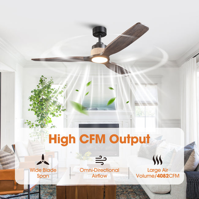56 Inch Louise Downrod Mount LED Ceiling Fan with Remote Control