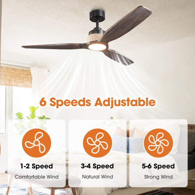56 Inch Louise Downrod Mount LED Ceiling Fan with Remote Control