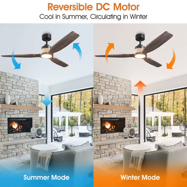 56 Inch Louise Downrod Mount LED Ceiling Fan with Remote Control