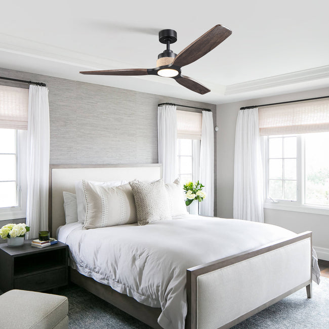 56 Inch Louise Downrod Mount LED Ceiling Fan with Remote Control