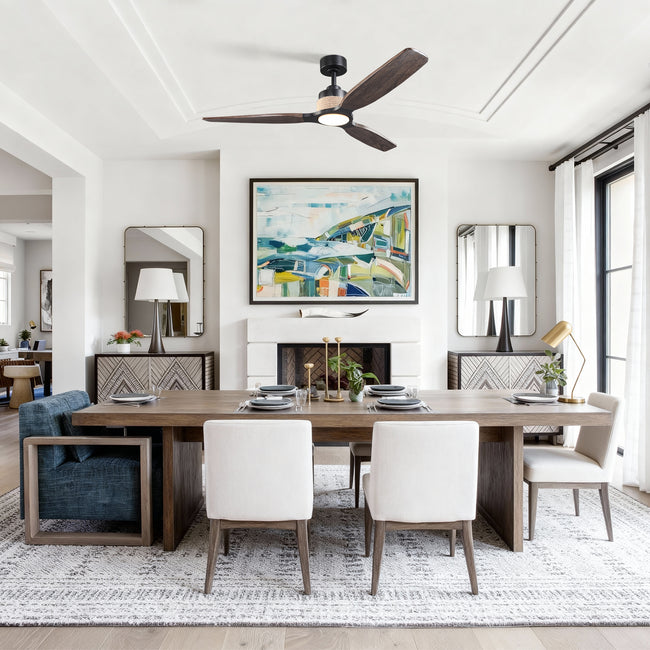 56 Inch Louise Downrod Mount LED Ceiling Fan with Remote Control