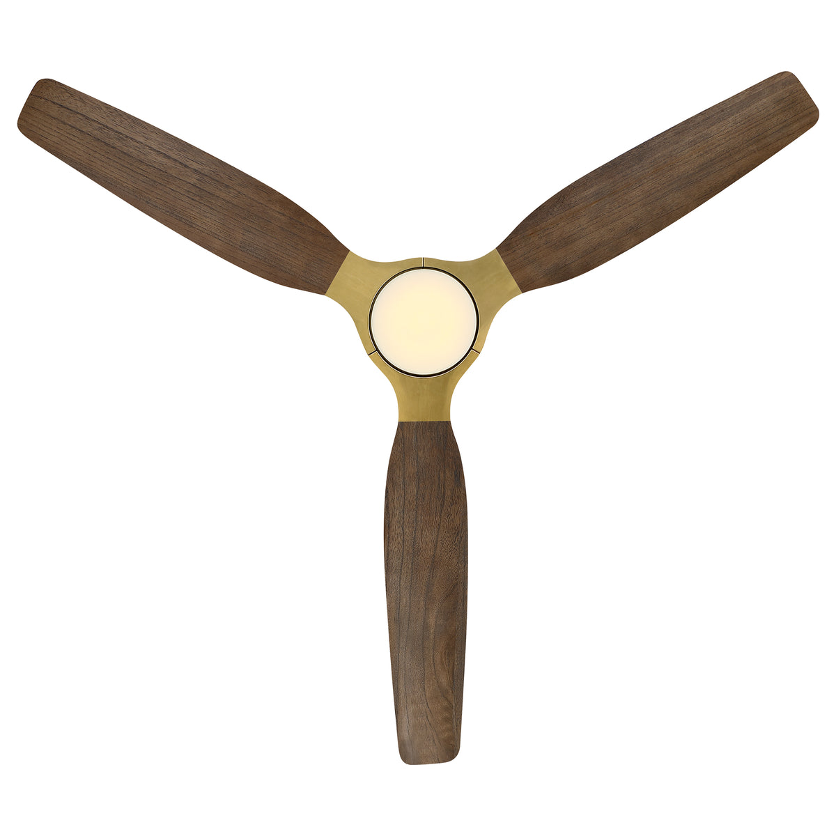 48 Inch Soft Brass Solid Wood Blades Flush Mount Ceiling Fan