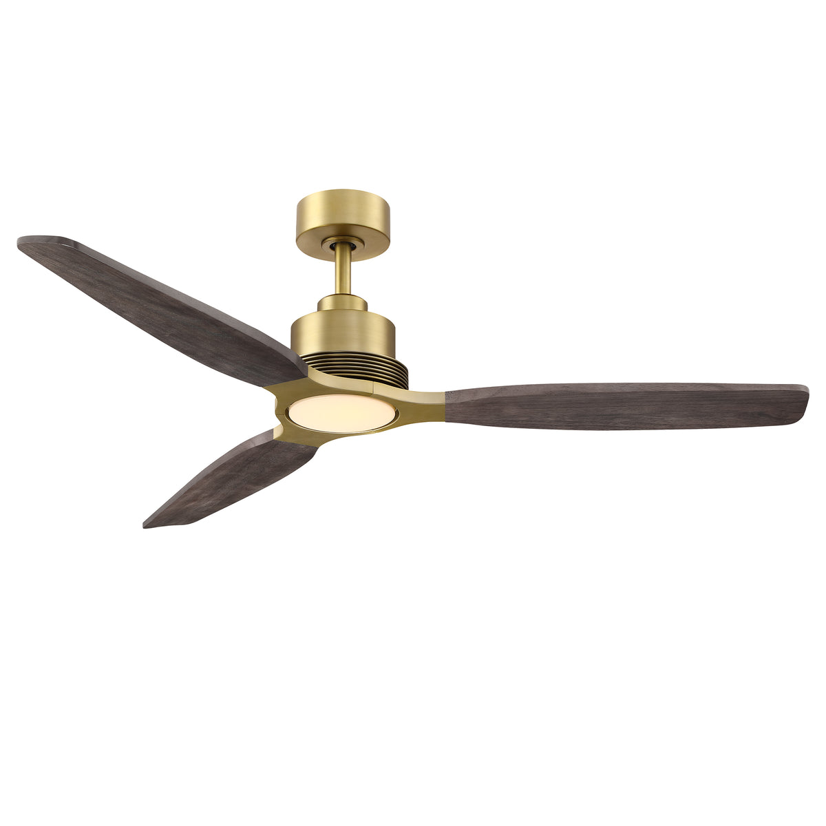 48 Inch Soft Brass Solid Wood Blades Downrod Mount Ceiling Fan