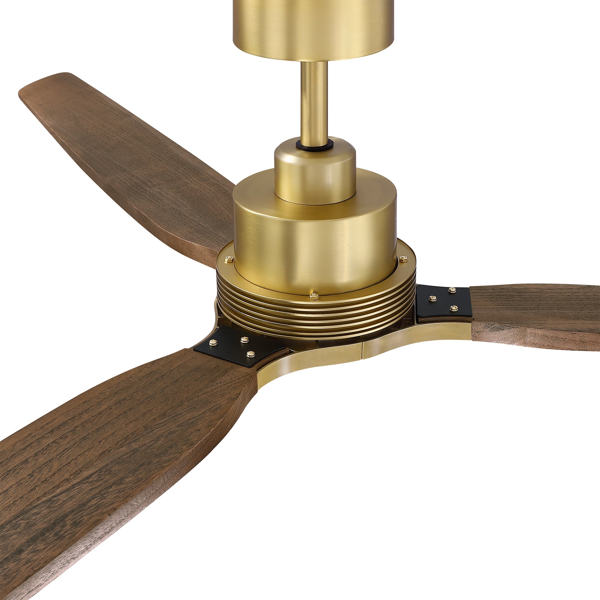 84" Soft Brass  Solid Wood Blades Downrod Mount Large Ceiling Fan