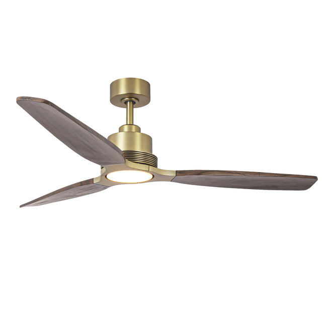 56 Inch Soft Brass Solid Wood Blades LED Ceiling Fan with Remote Control