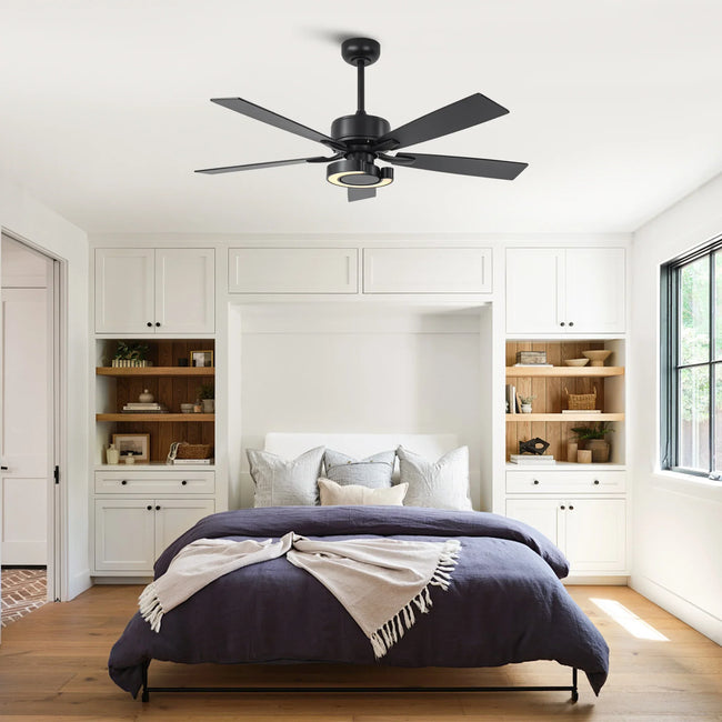 52 Inch Arlen Double-sided Blades Downrod Mount LED Ceiling Fan with Remote Control