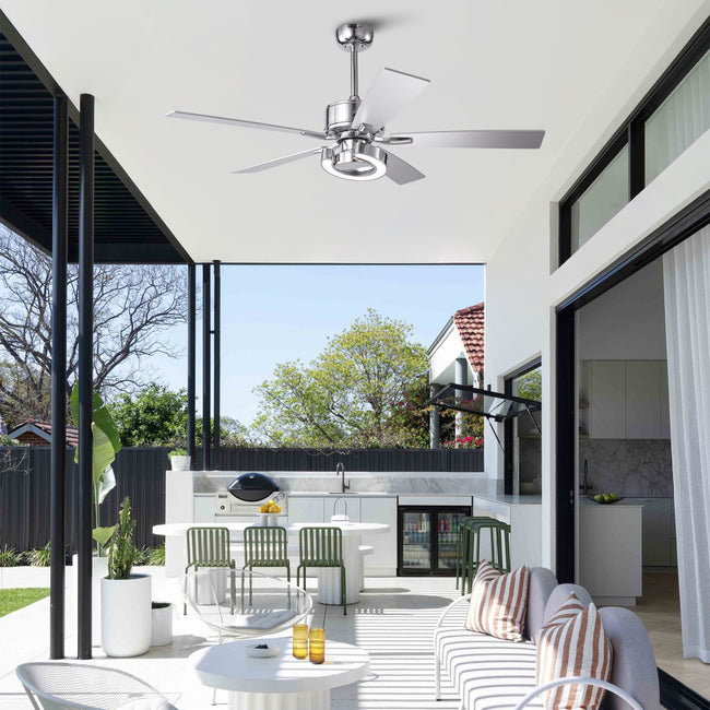 52 Inch Arlen Double-sided Blades Downrod Mount LED Ceiling Fan with Remote Control