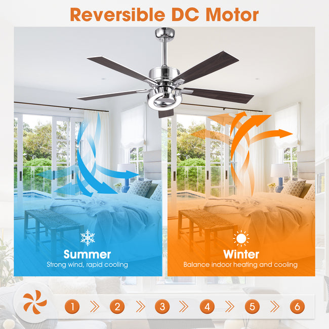 52 Inch Arlen Double-sided Blades Downrod Mount LED Ceiling Fan with Remote Control