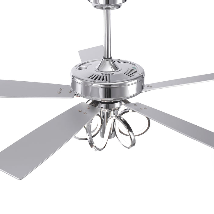 52 Inch Levi Double-sided Blades Downrod Mount LED Ceiling Fan with Remote Control