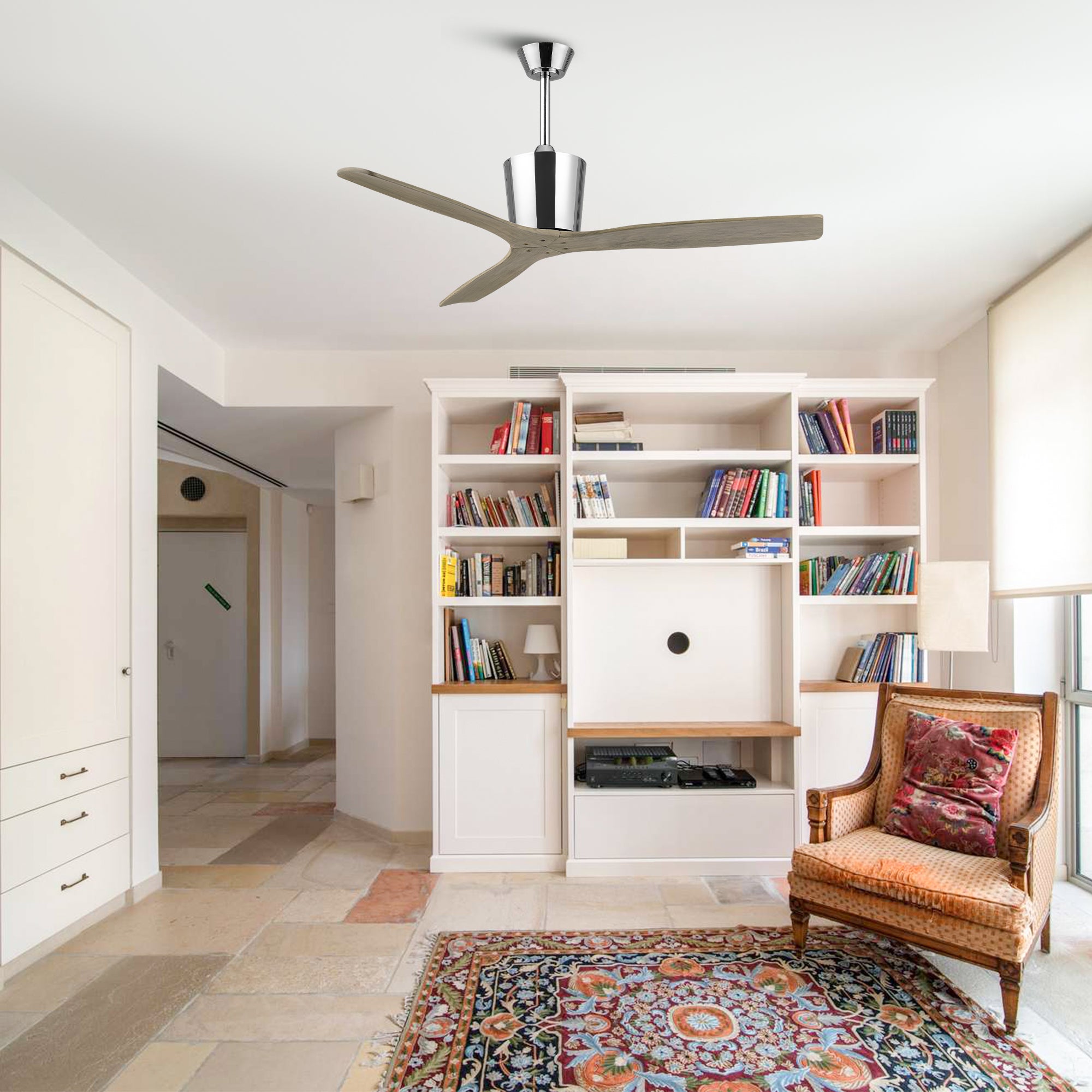 54 Inch Dylan Solid Wood Blades Downrod Mount Ceiling Fan with Remote Control