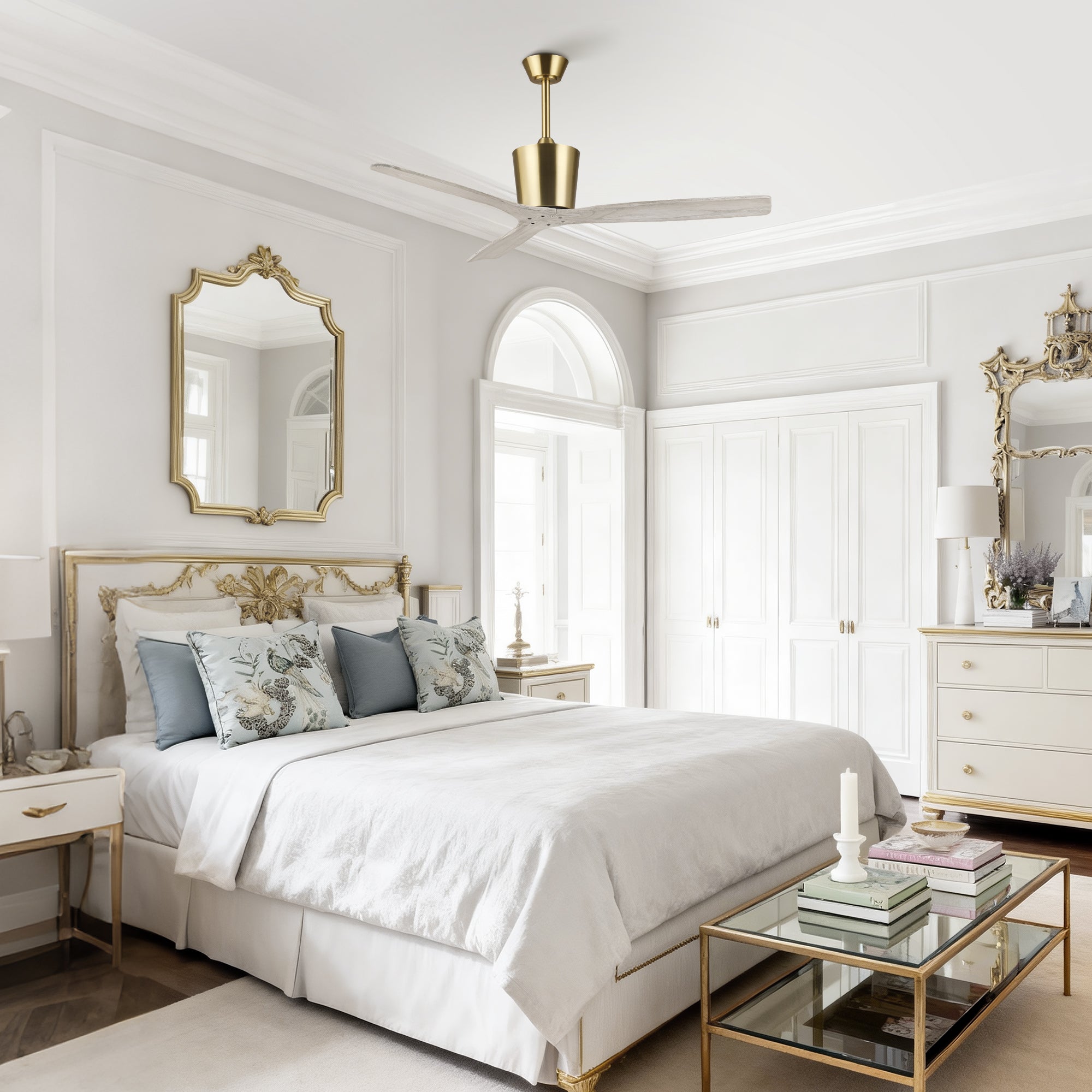 54 Inch Dylan Solid Wood Blades Downrod Mount Ceiling Fan with Remote Control