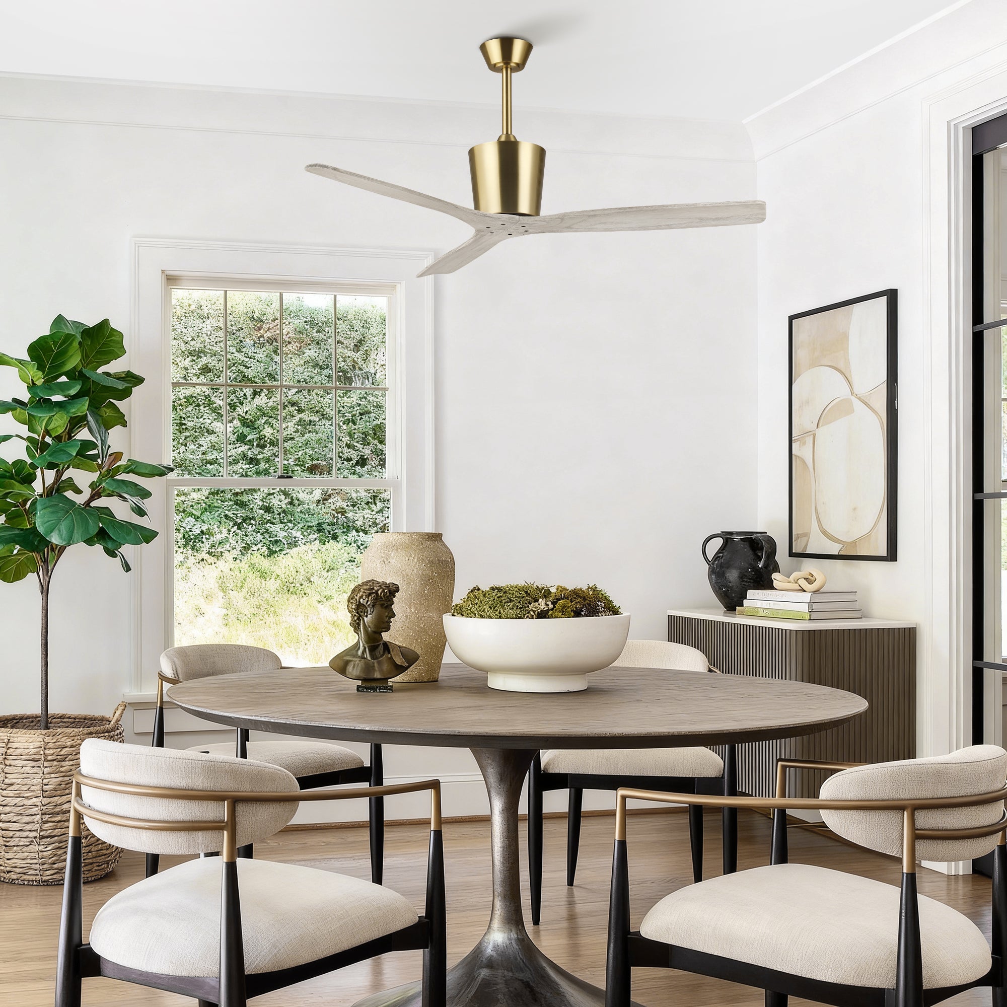 54 Inch Dylan Solid Wood Blades Downrod Mount Ceiling Fan with Remote Control