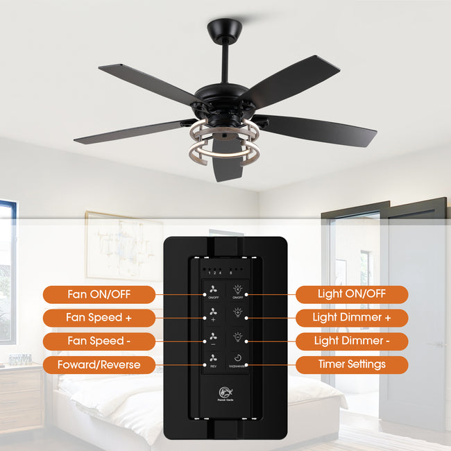 52 Inch Rita Double-sided Blades Downrod Mount LED Ceiling Fan with Remote Control