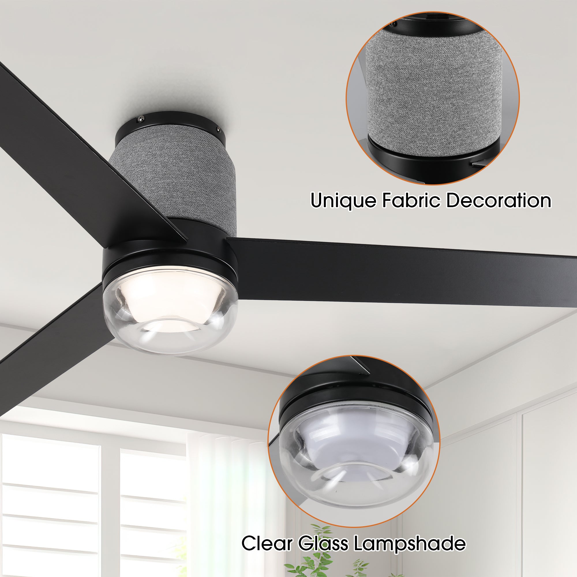 52 Inch Pearl Black RGB LED Smart Fan with Remote App and Voice Control