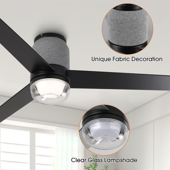 52 Inch Pearl Black RGB LED Smart Fan with Remote App and Voice Control