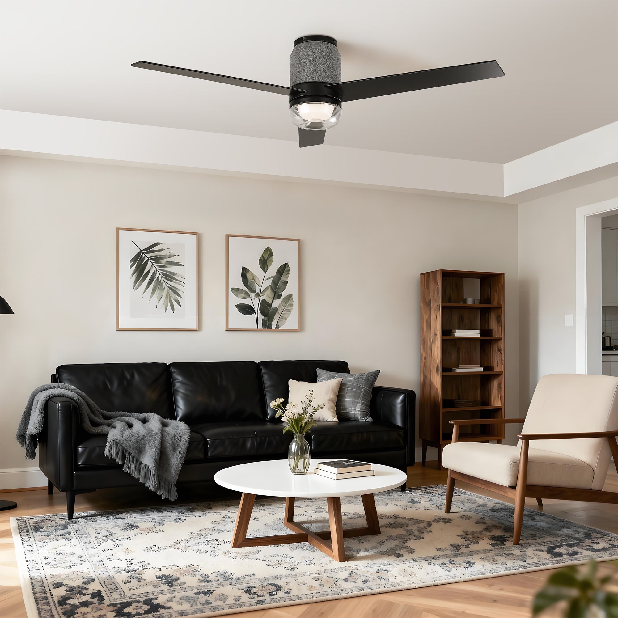 52 Inch Pearl Black RGB LED Smart Fan with Remote App and Voice Control