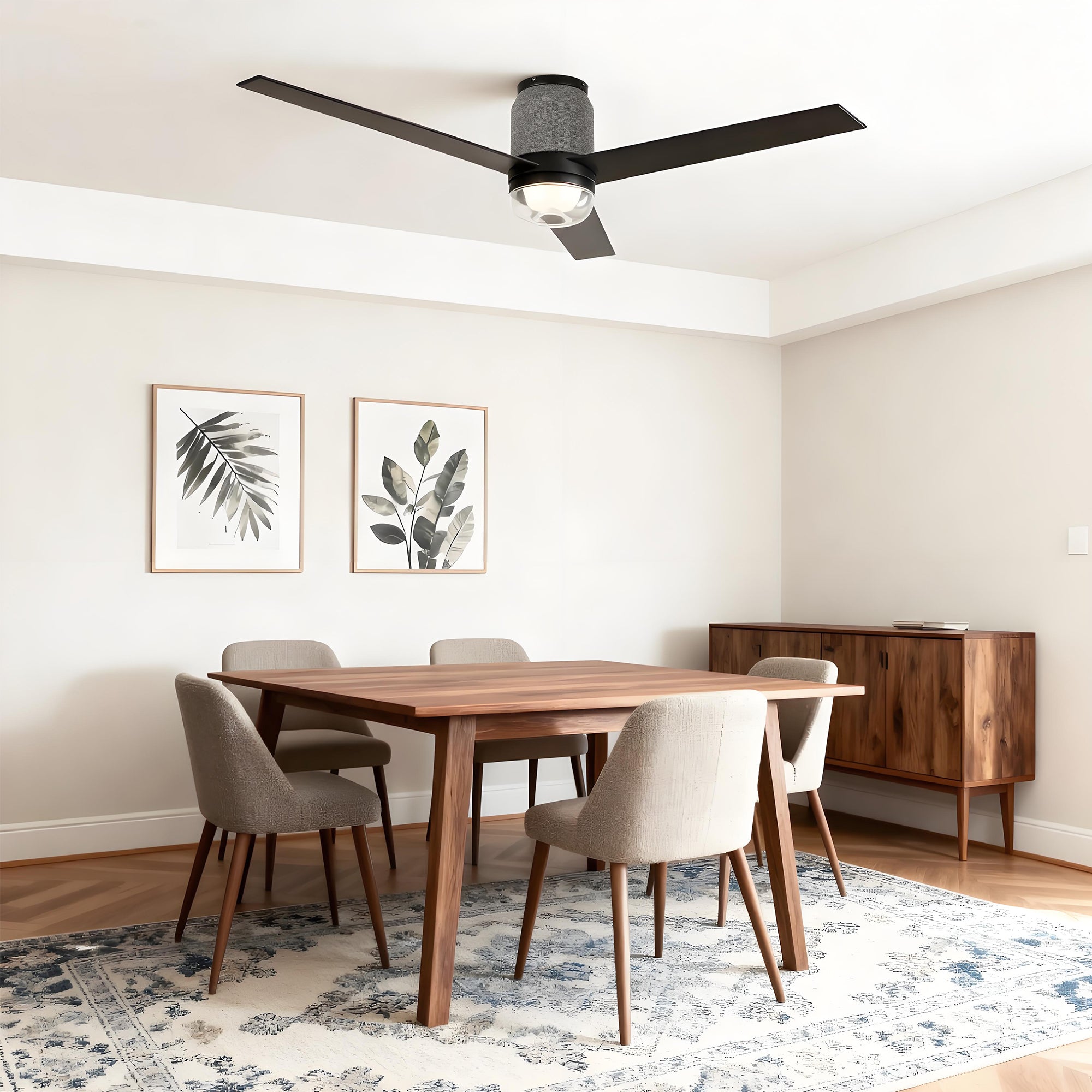 52 Inch Pearl Black RGB LED Smart Fan with Remote App and Voice Control