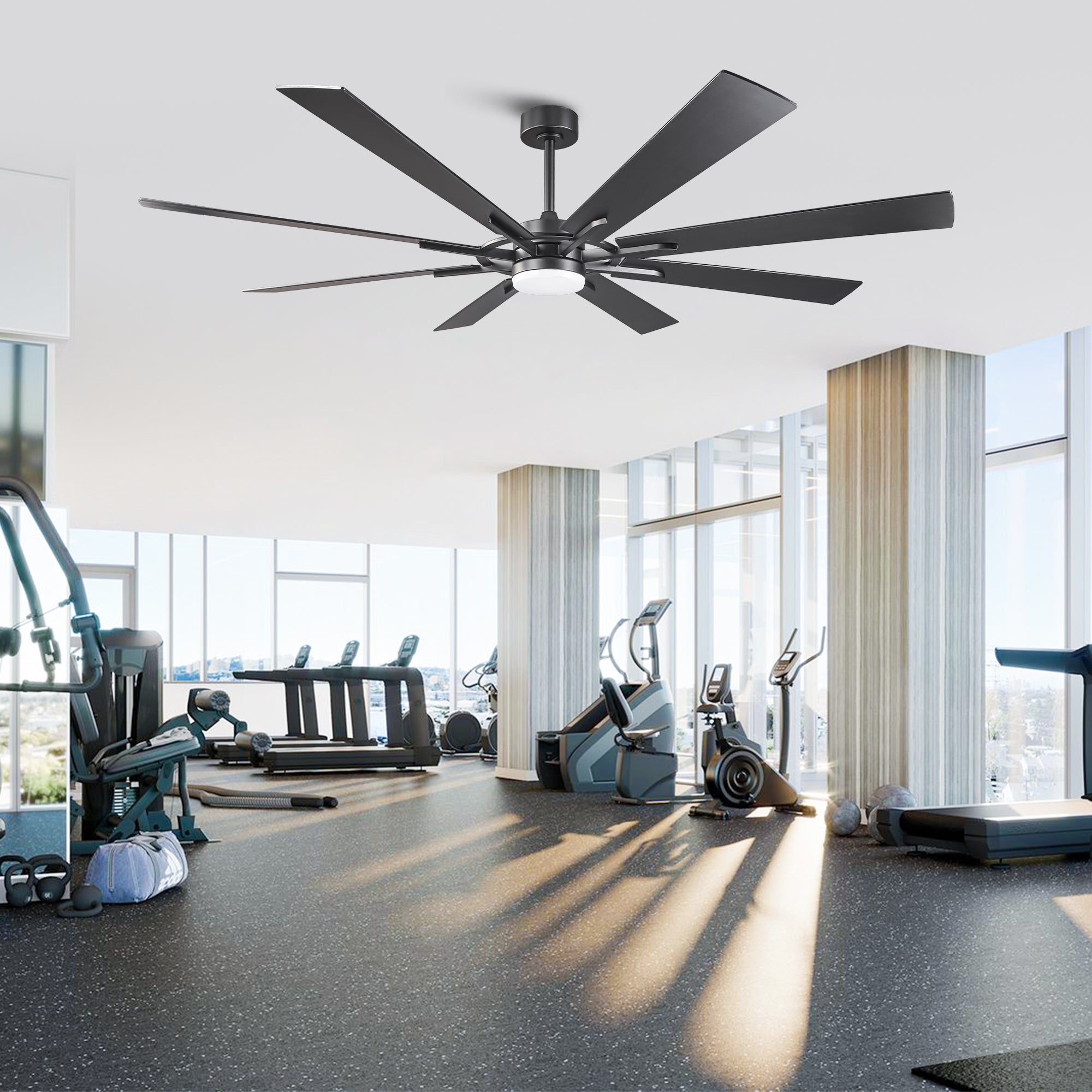 60 Inch 72 Inch Windmill Downrod Mount LED Ceiling Fan with Remote and APP Control