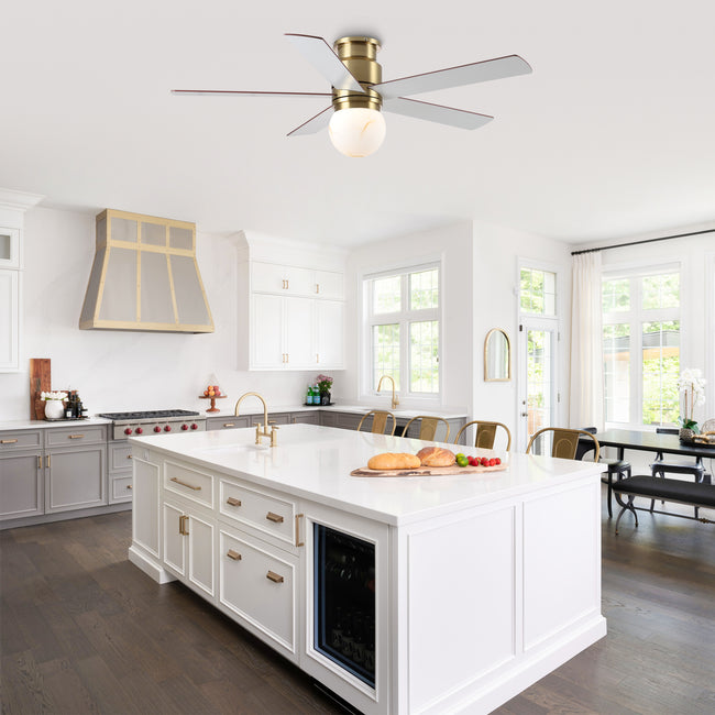 52 Inch Fanny Double-sided Blades Flush Mount LED Ceiling Fan with Remote Control