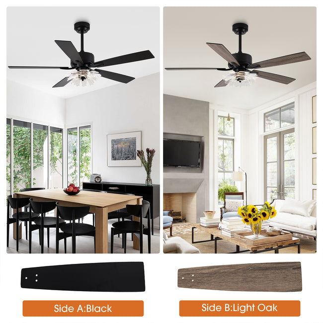 52 Inch Rory Modern Downrod Mount LED Ceiling Fan with Remote Control