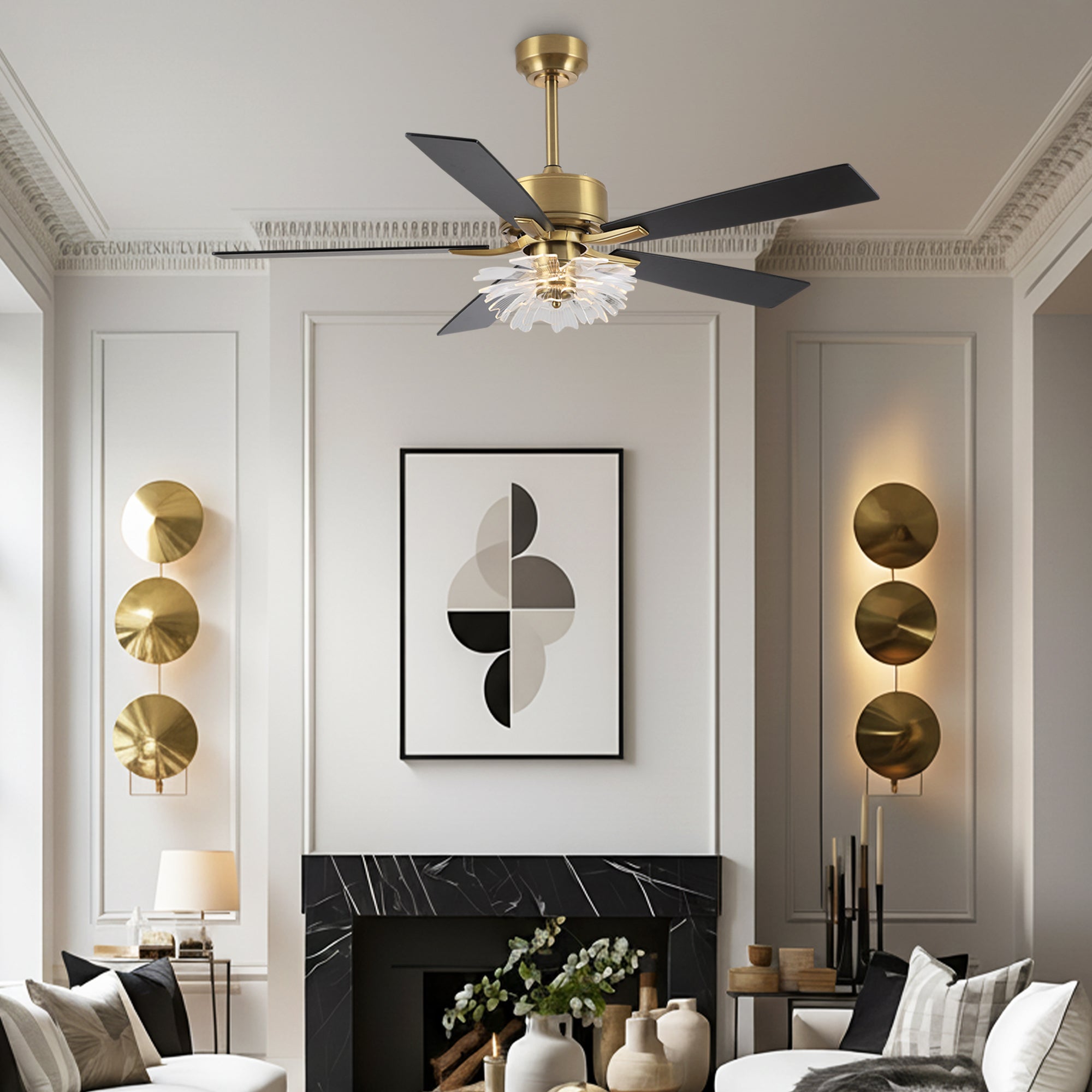 52 Inch Rory Modern Downrod Mount LED Ceiling Fan with Remote Control