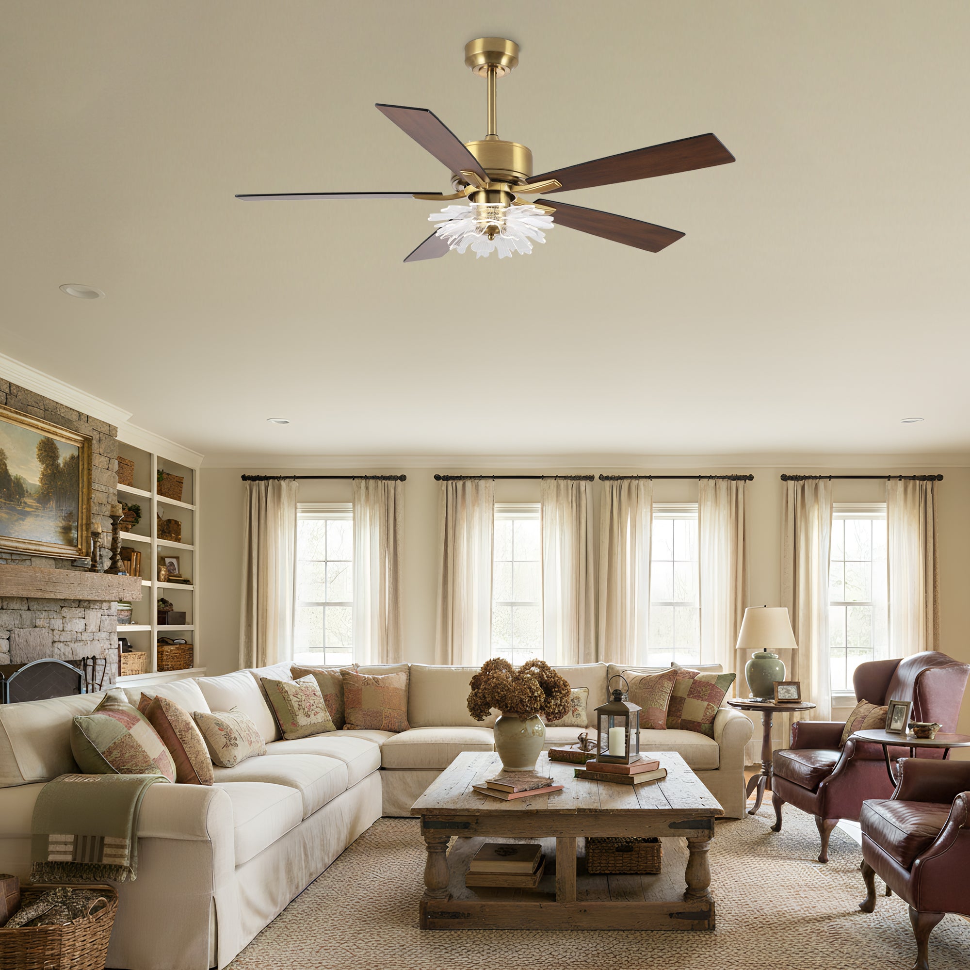 52 Inch Rory Modern Downrod Mount LED Ceiling Fan with Remote Control