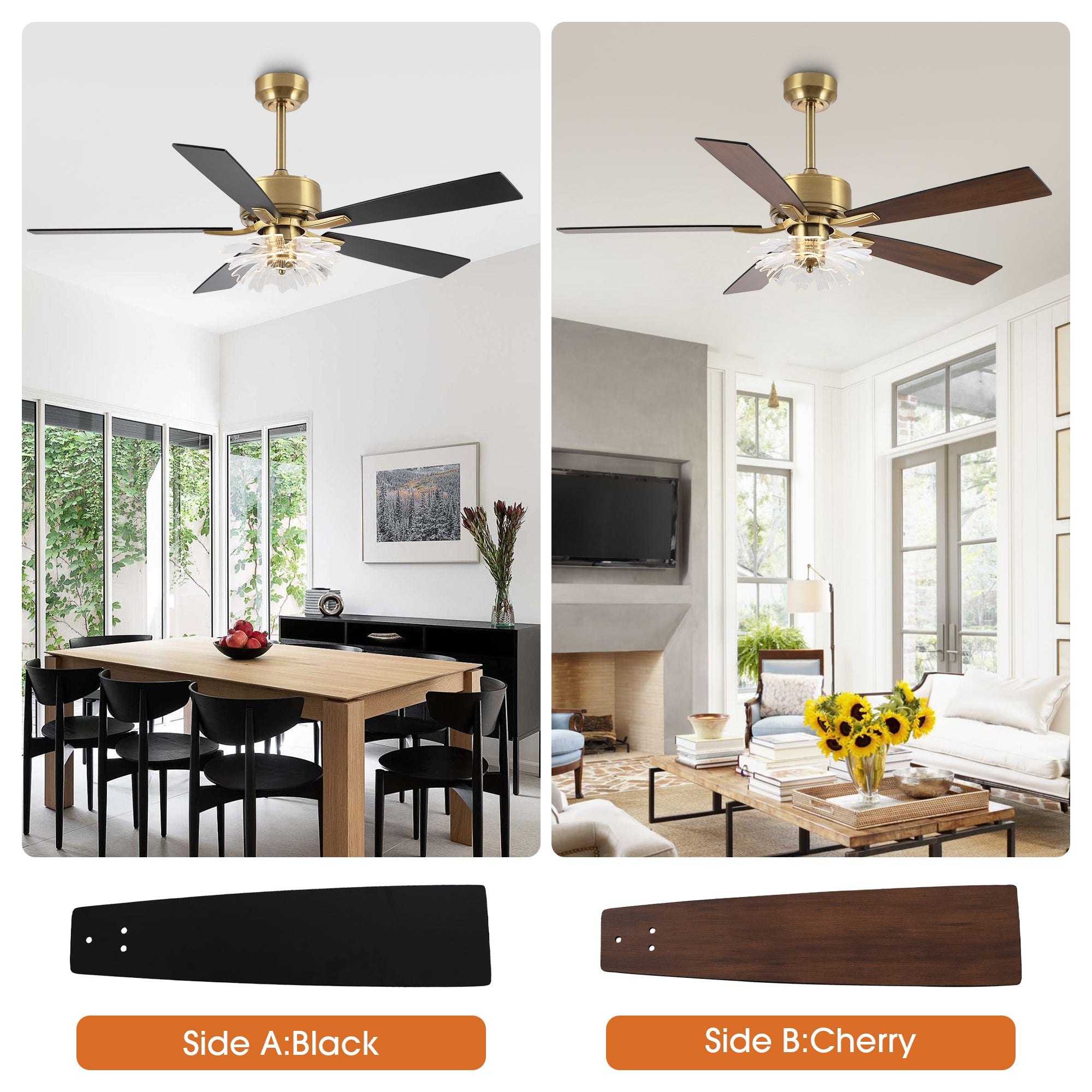 52 Inch Rory Modern Downrod Mount LED Ceiling Fan with Remote Control