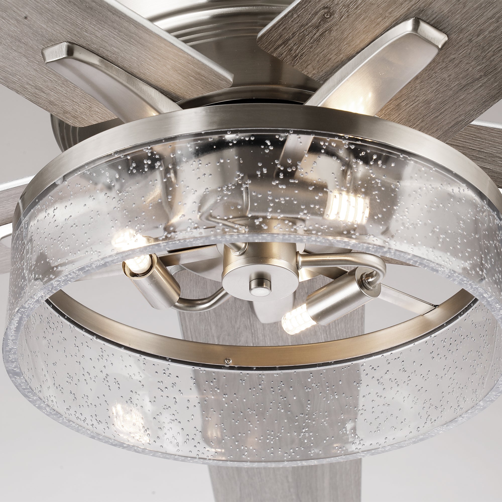 52 Inch Archer Modern Satin Nickel Ceiling Fan with Light & Remote Control