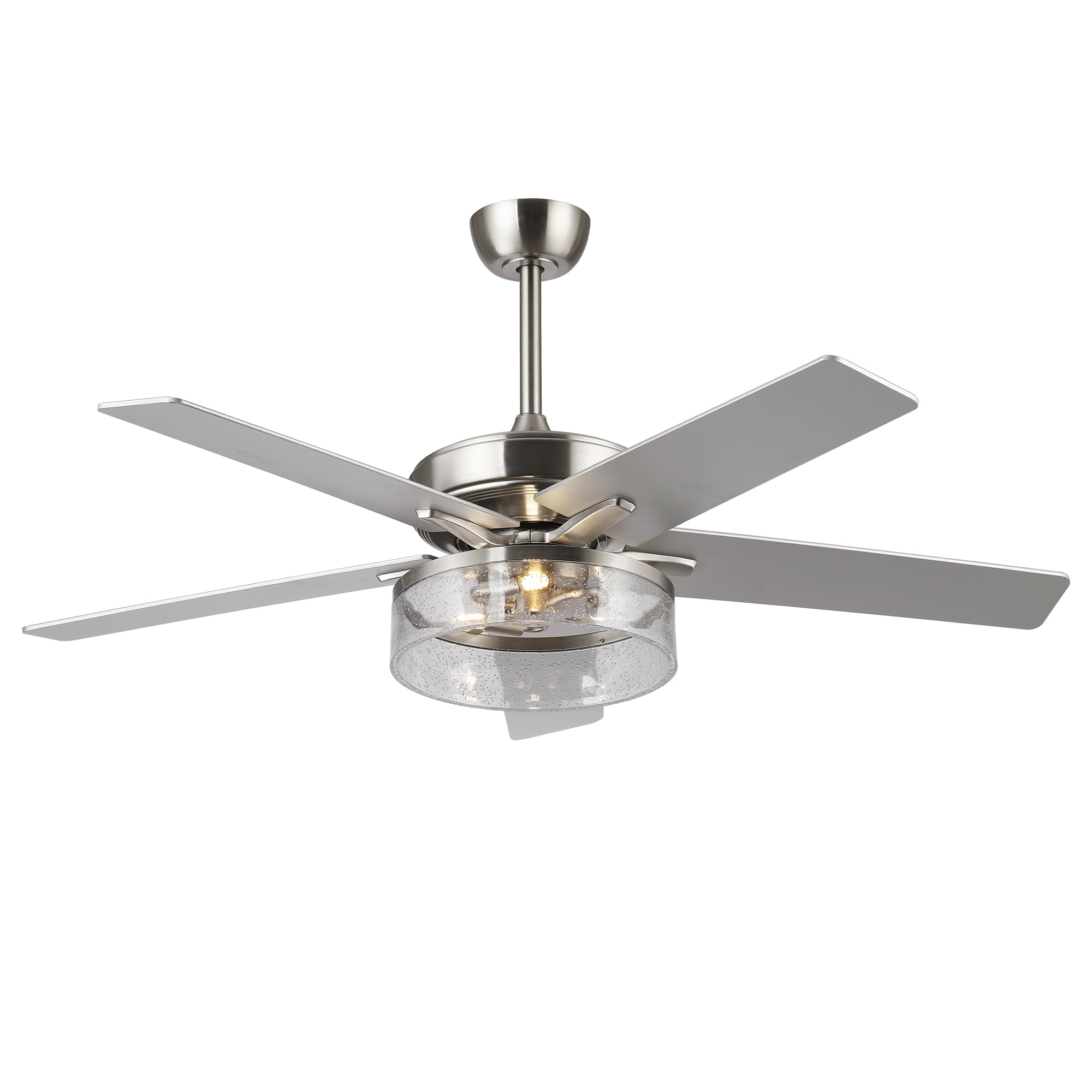 52 Inch Archer Modern Satin Nickel Ceiling Fan with Light & Remote Control
