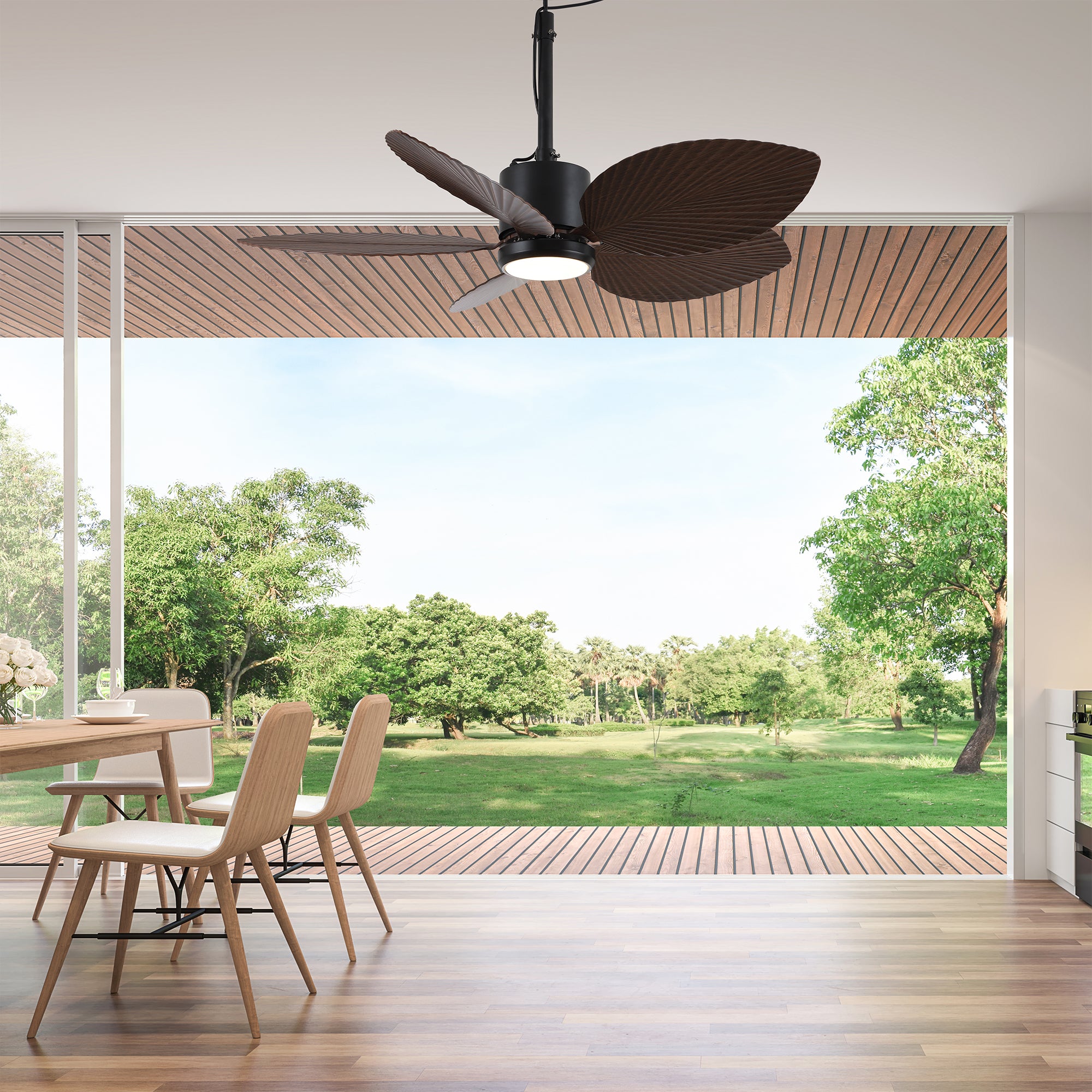 42 Inch Wythe IPX5 Outdoor Hanging Buckle Downrod LED Fan with Remote Control