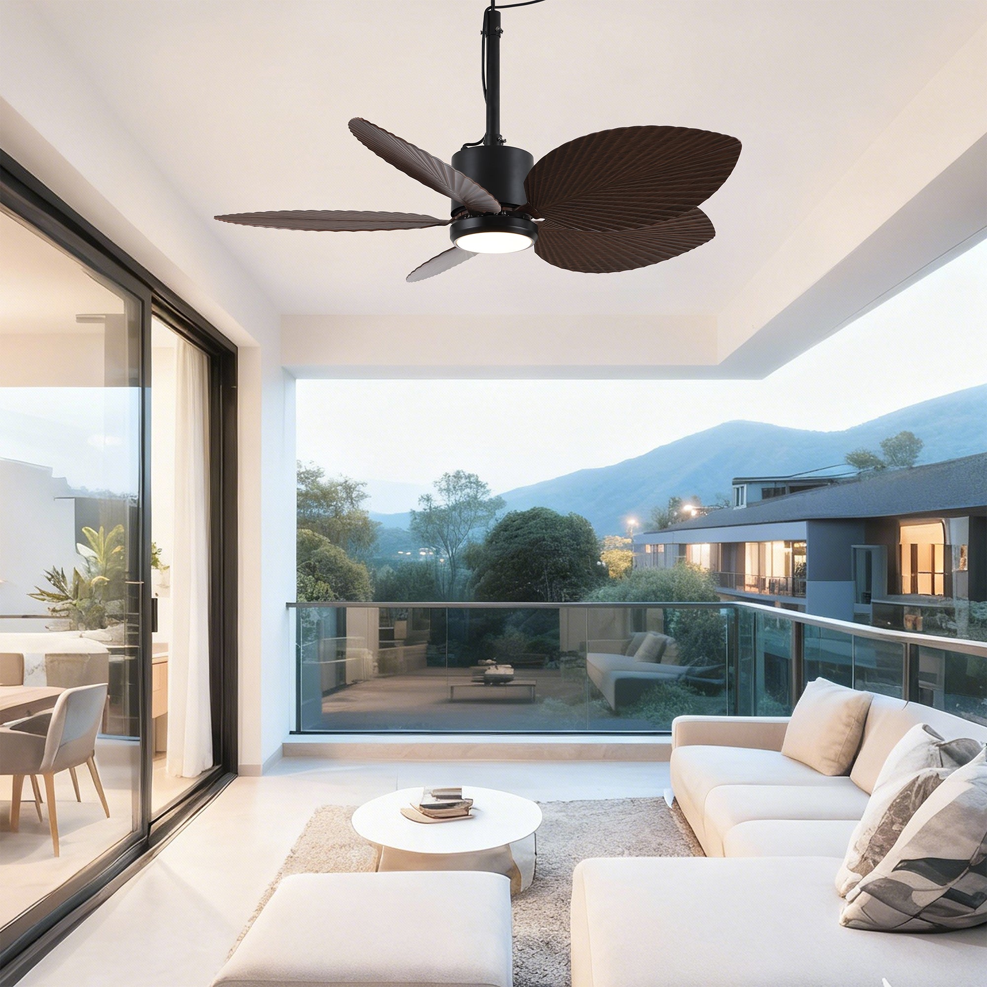 42 Inch Wythe IPX5 Outdoor Hanging Buckle Downrod LED Fan with Remote Control