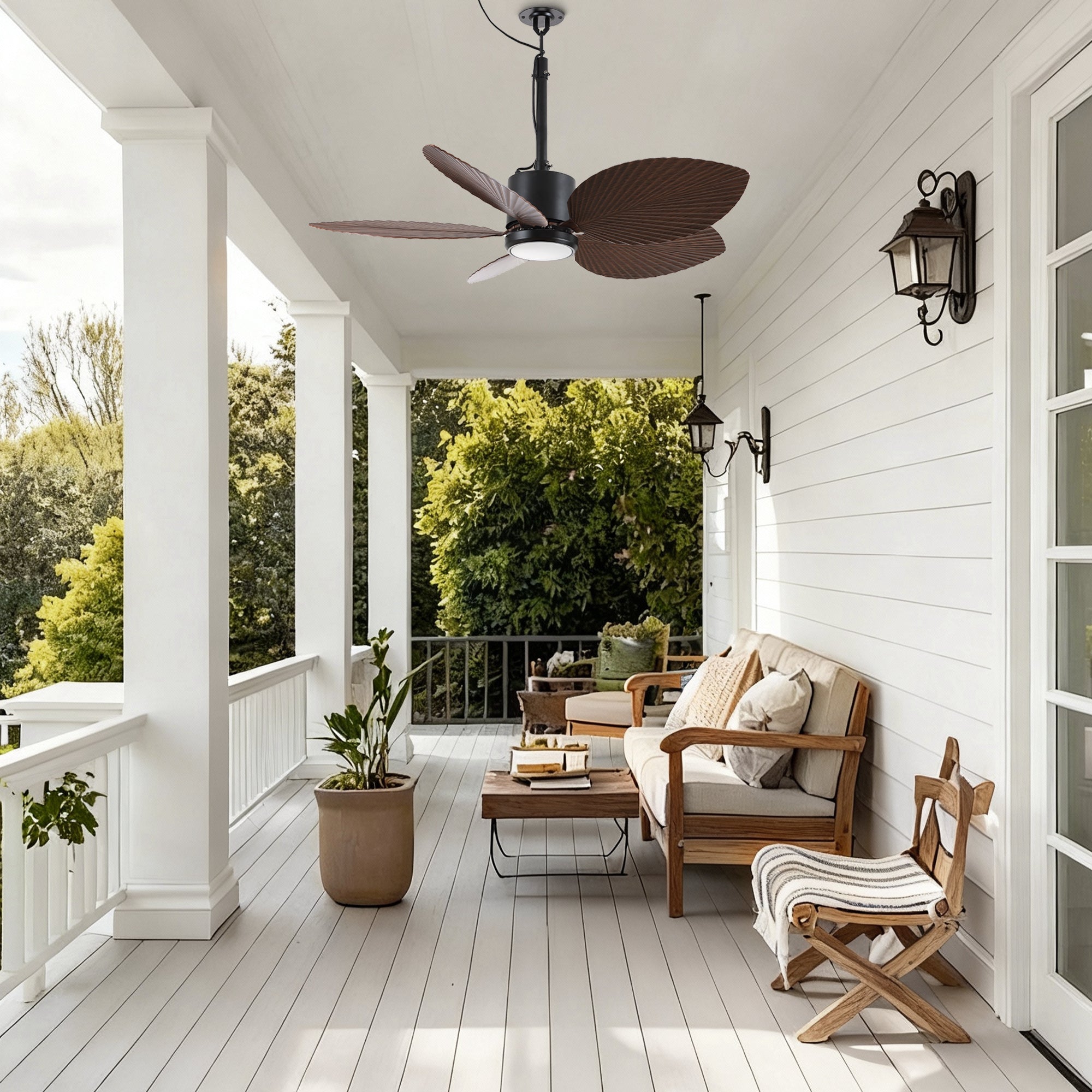 42 Inch Wythe IPX5 Outdoor Hanging Buckle Downrod LED Fan with Remote Control