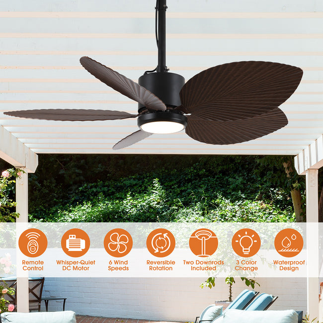 42 Inch Wythe IPX5 Outdoor Hanging Buckle Downrod LED Fan with Remote Control