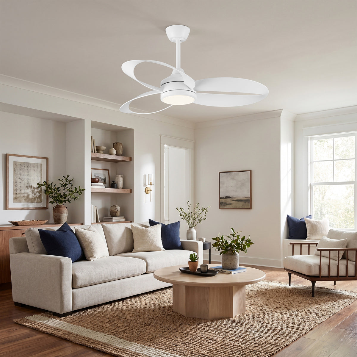 42-Inch 52-Inch Modern Loop-Blade LED Ceiling Fan