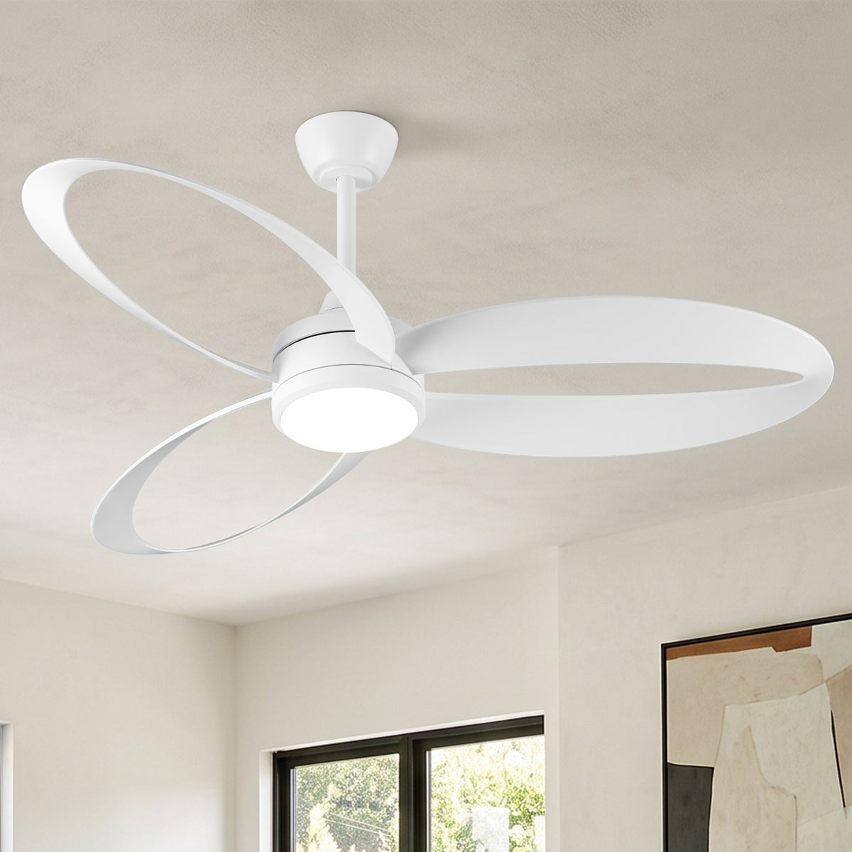 42-Inch 52-Inch Modern Loop-Blade LED Ceiling Fan