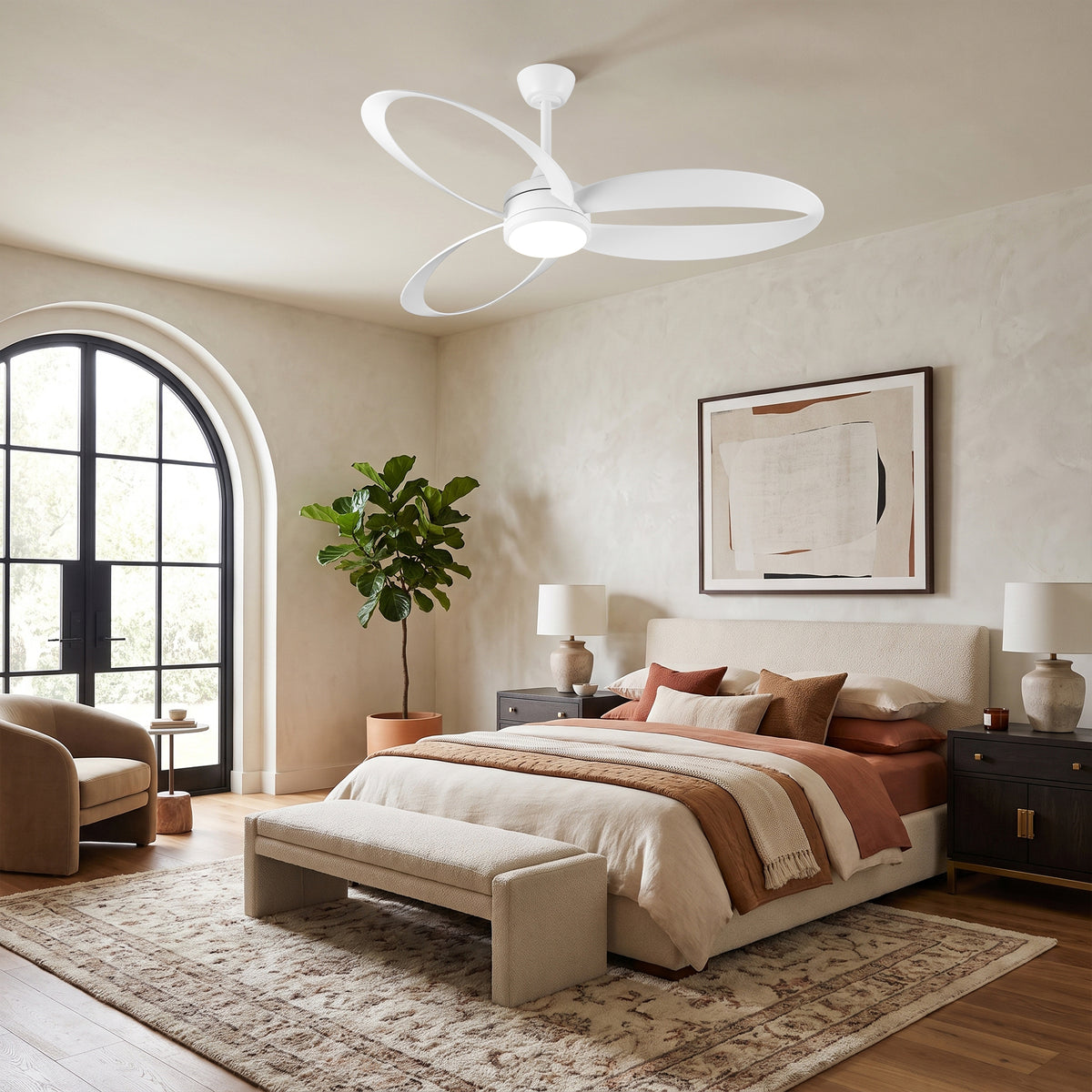 42-Inch 52-Inch Modern Loop-Blade LED Ceiling Fan
