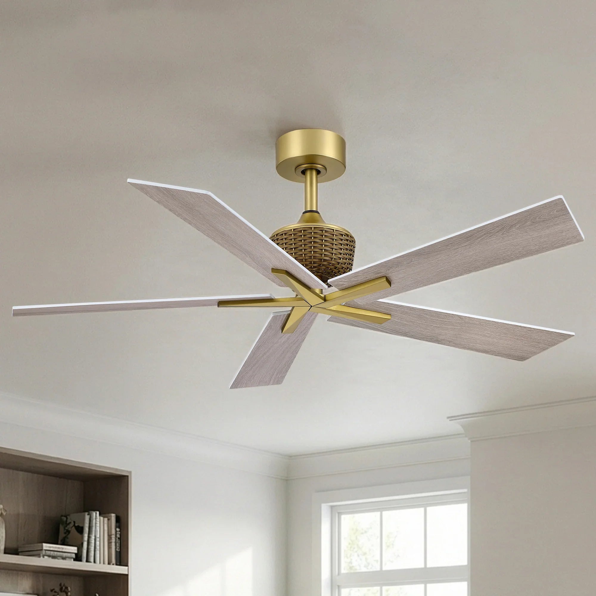 52" Rex Soft Brass Downrod Mount Ceiling Fan