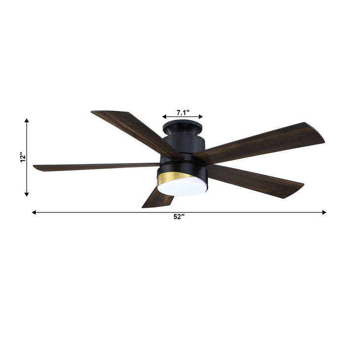 52" Flush Mount Smart Fan with LED Light