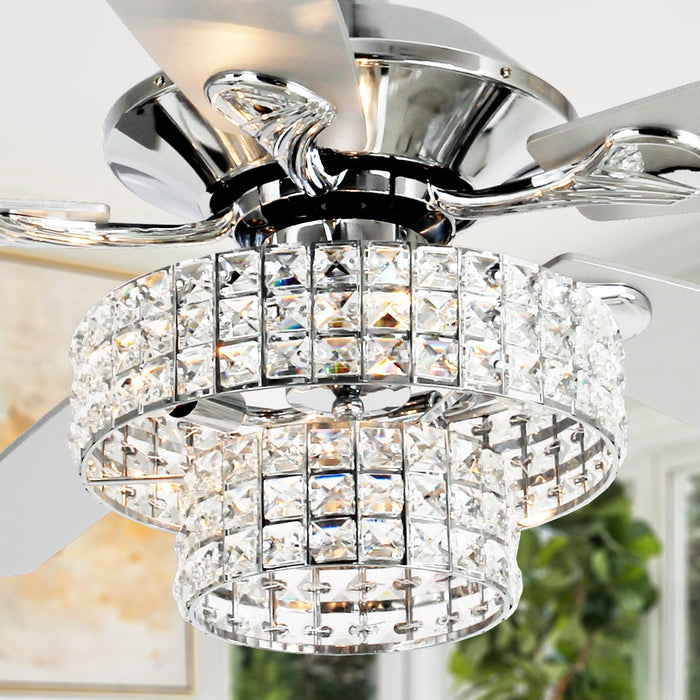 52" Howell Modern Downrod Mount Reversible Crystal Ceiling Fan with Lighting and Remote Control
