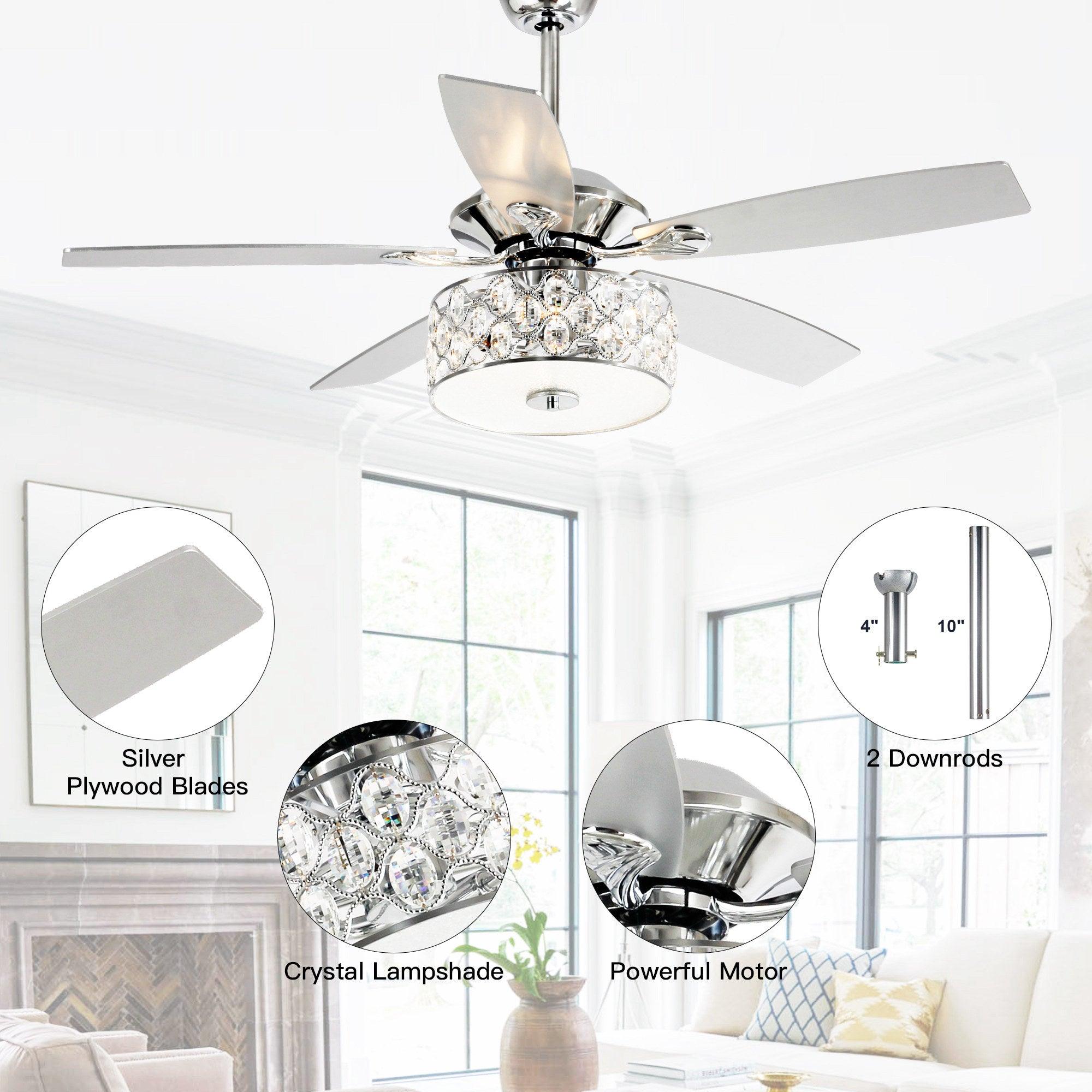 Ventilador de techo de cristal reversible Tibuh moderno de 52
