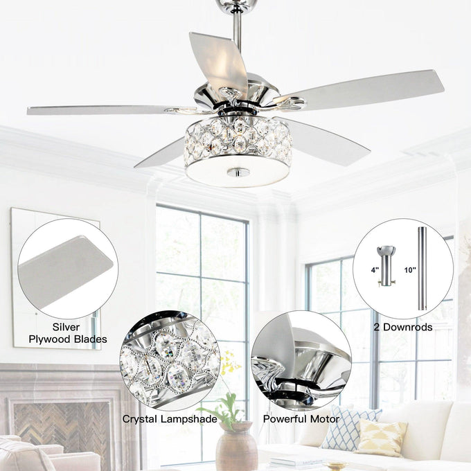 Ventilador de techo de cristal reversible Tibuh moderno de 52