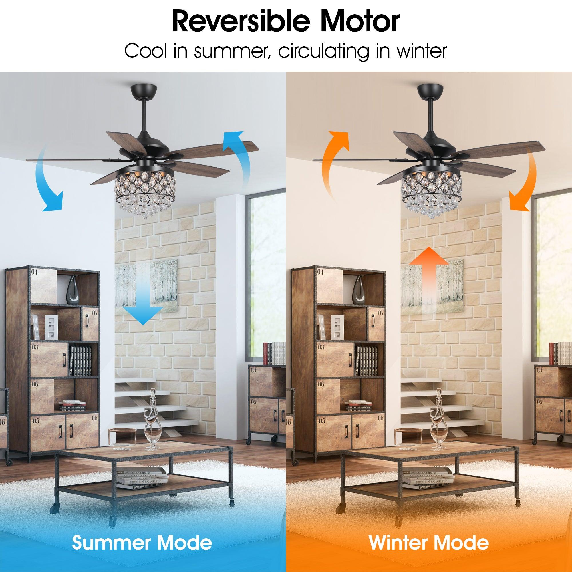 Ventilador de techo de cristal reversible Berkshire moderno de 52
