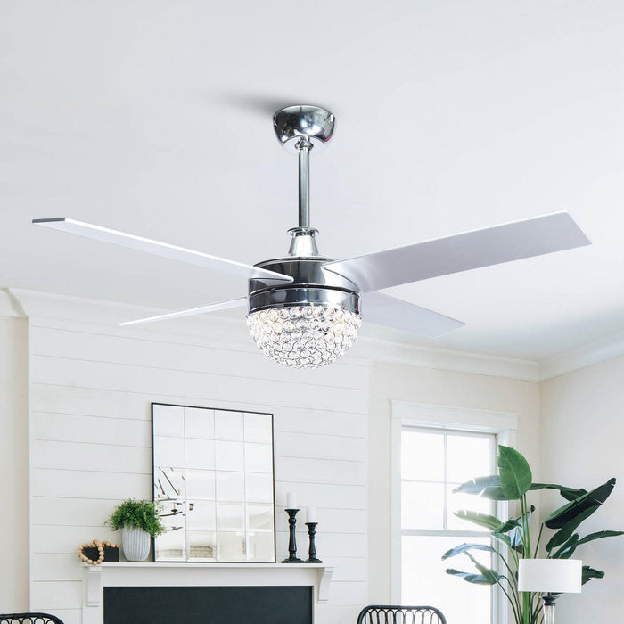 Ventilador de techo de cristal reversible Dreyer moderno cromado de 48" con iluminación y control remoto