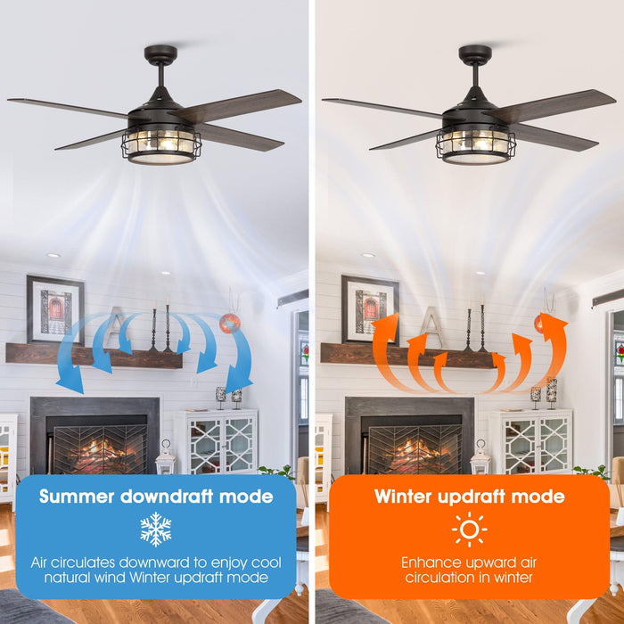Ventilador de techo reversible Celentano Farmhouse de 52" con iluminación y control remoto